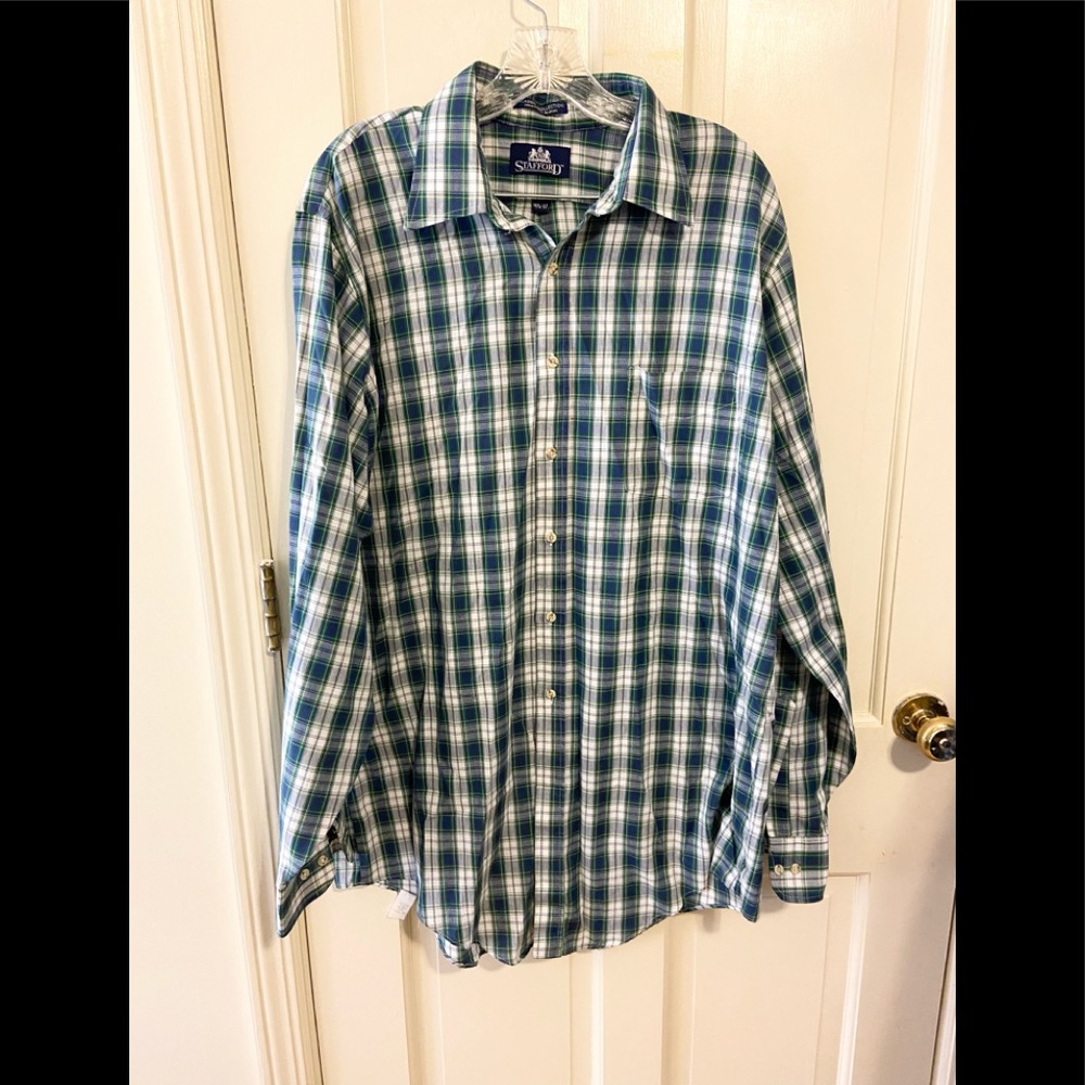 NWOT vintage Stafford plaid button down shirt